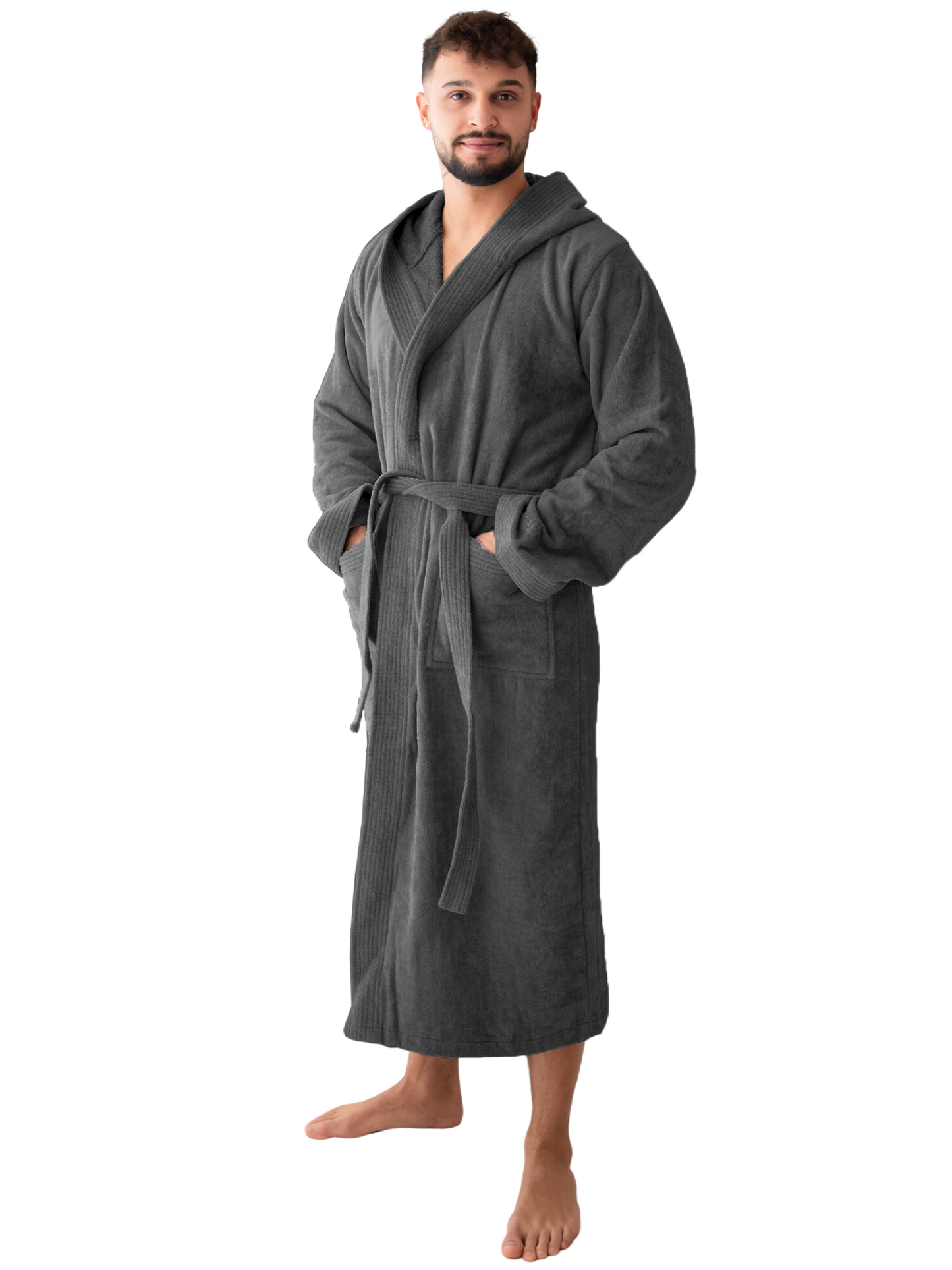 SIEGENTHAL® Herren Bademantel Frottee Velour 100% Baumwolle mit Kapuze Flauschig