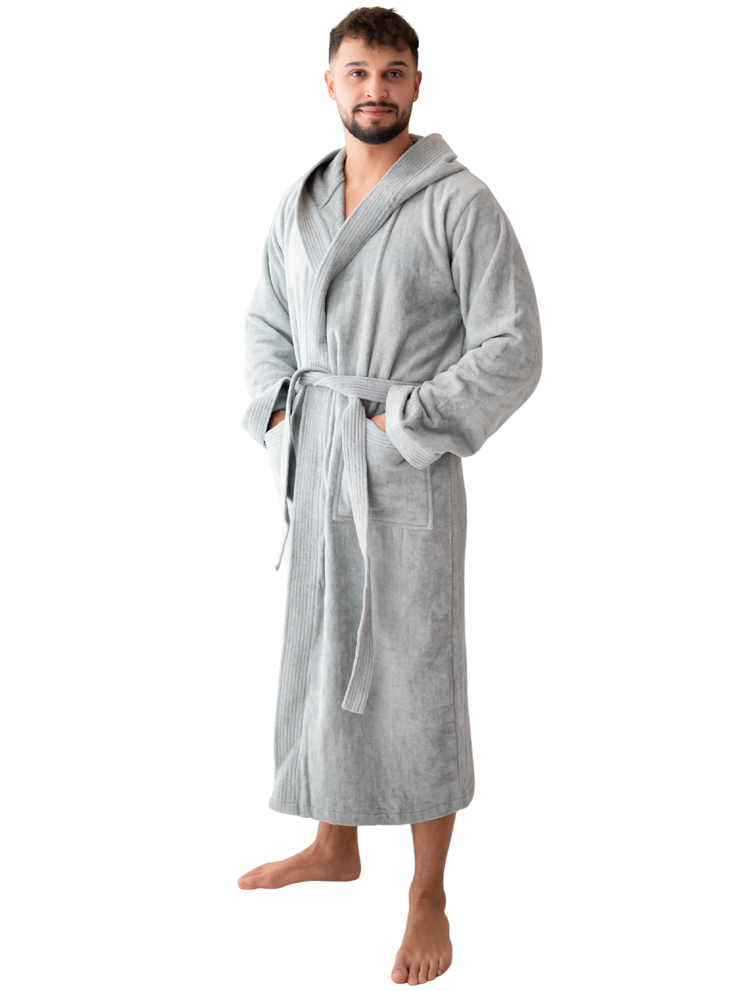 SIEGENTHAL® Herren Bademantel Frottee Velour 100% Baumwolle mit Kapuze Flauschig