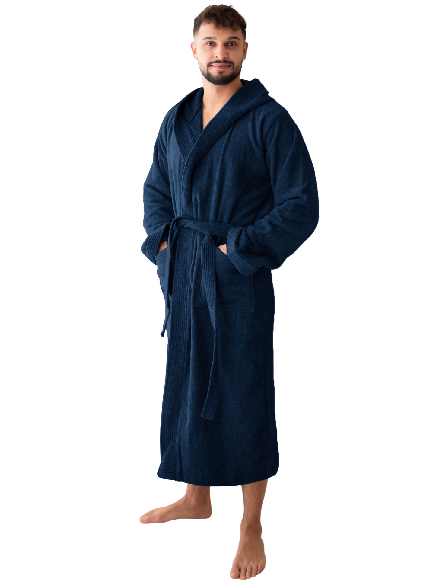 SIEGENTHAL® Herren Bademantel Frottee Velour 100% Baumwolle mit Kapuze Flauschig