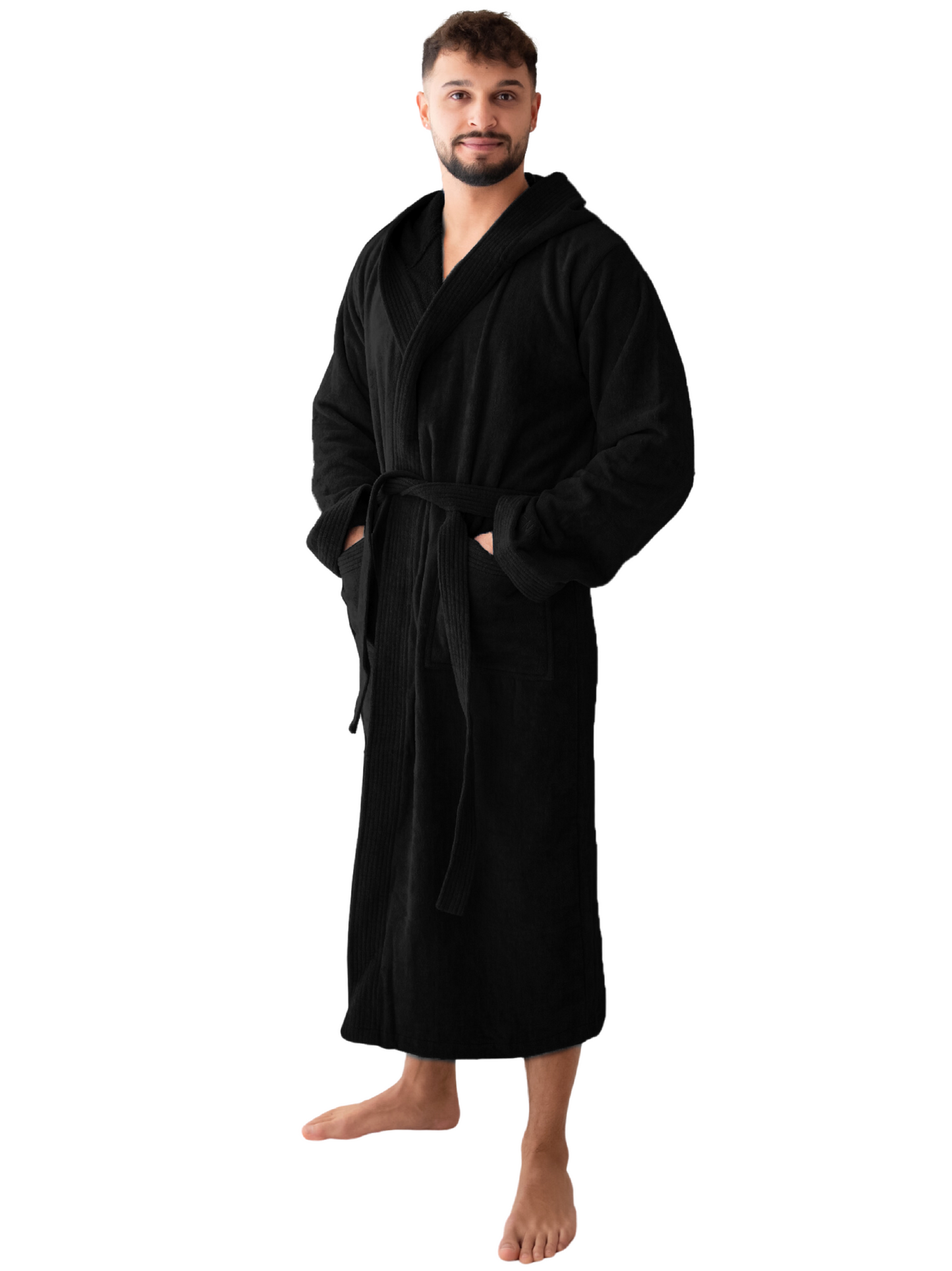 SIEGENTHAL® Herren Bademantel Frottee Velour 100% Baumwolle mit Kapuze Flauschig