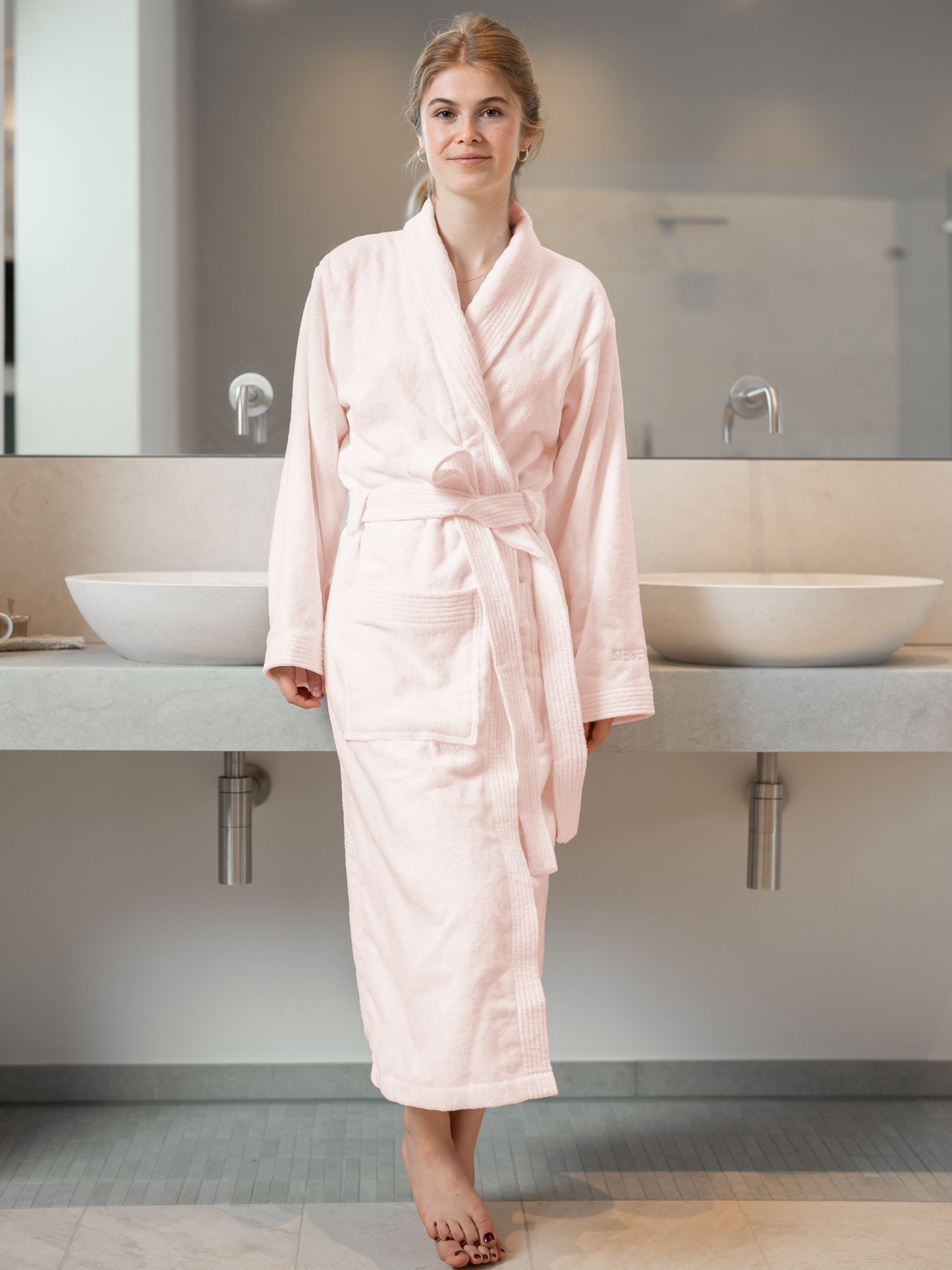 SIEGENTHAL® Damen Bademantel Frottee Velour 100% Baumwolle mit Schalkragen