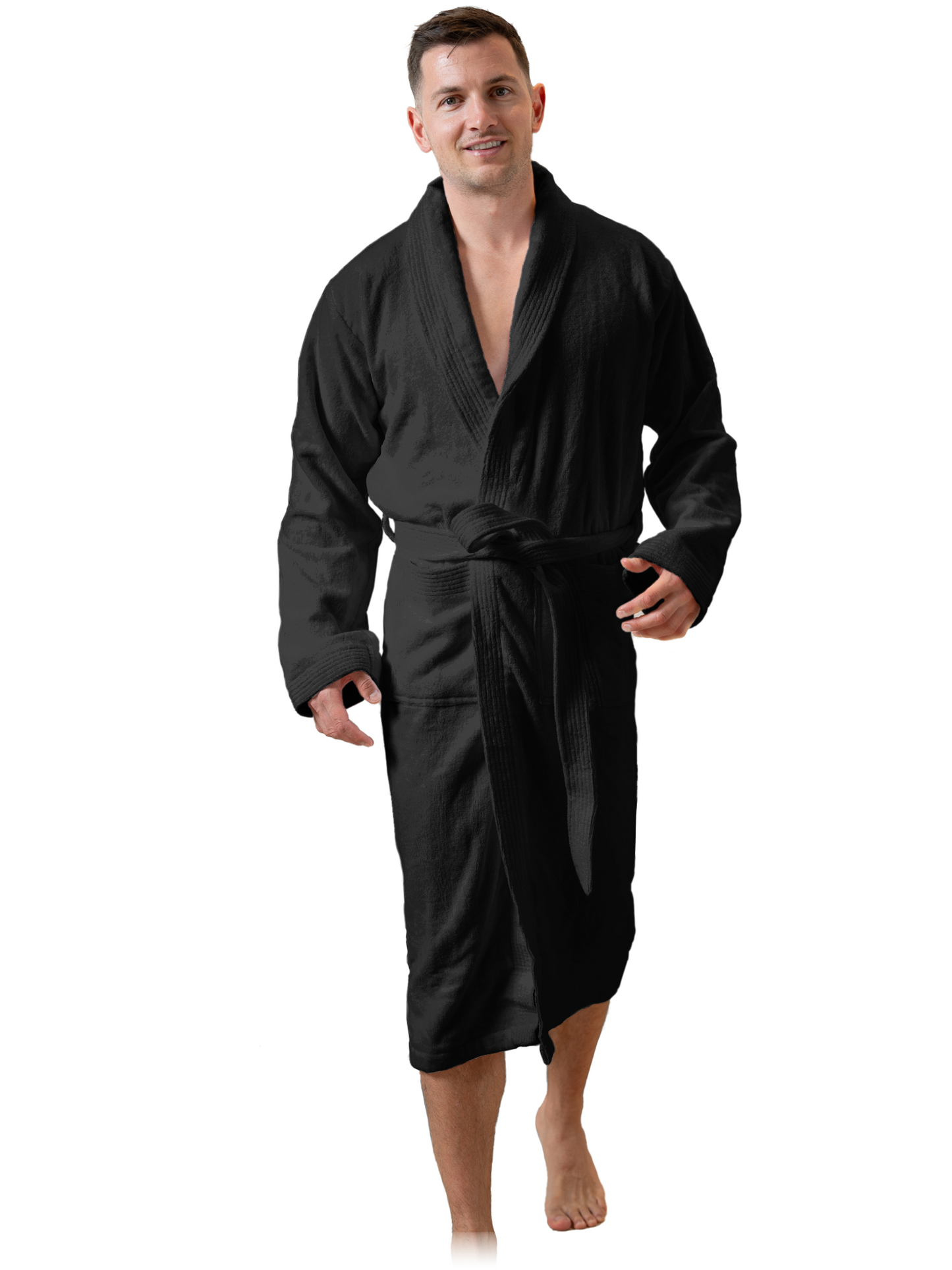 SIEGENTHAL® Herren Bademantel Velour 100% Baumwolle mit Schalkragen